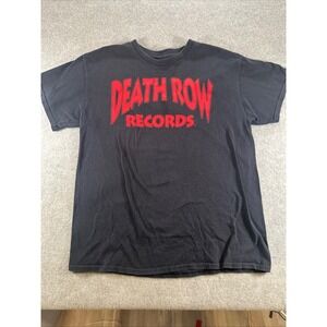 Death Row Records T Shirt Mens Large Black Red Graphic Logo Hip Hop Streetwear